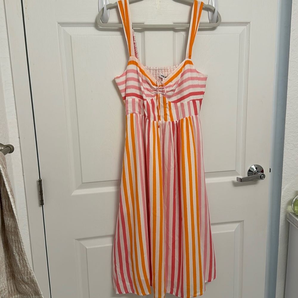 Strip midi casual dress with bustier top